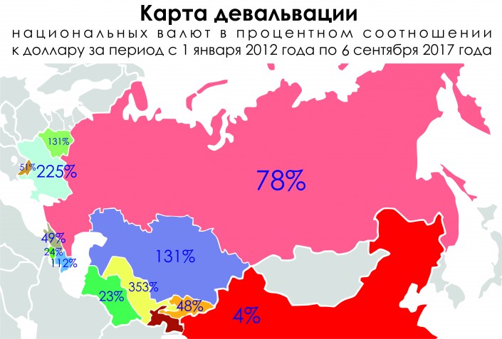 Карта девальвации нацвалют. Инфографика©Tengrinews.kz