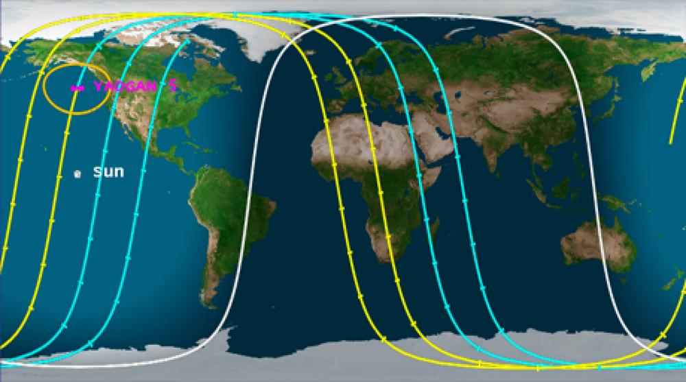  схема, на которой показана траектория перед падением китайского спутника. ©meteoweb.eu