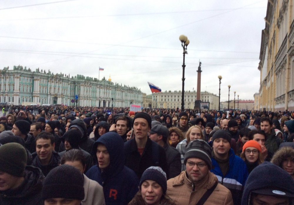 Участники акции протеста в Питере. © Twitter