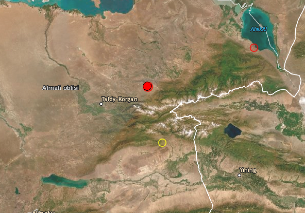Эпицентр землятресения находился в 300 километрах от Алматы. © emsc-csem.org